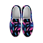 Native Feather Pattern Print White Slip On Shoes
