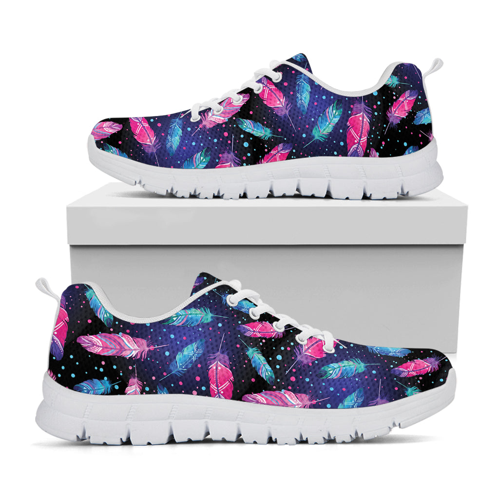 Native Feather Pattern Print White Sneakers