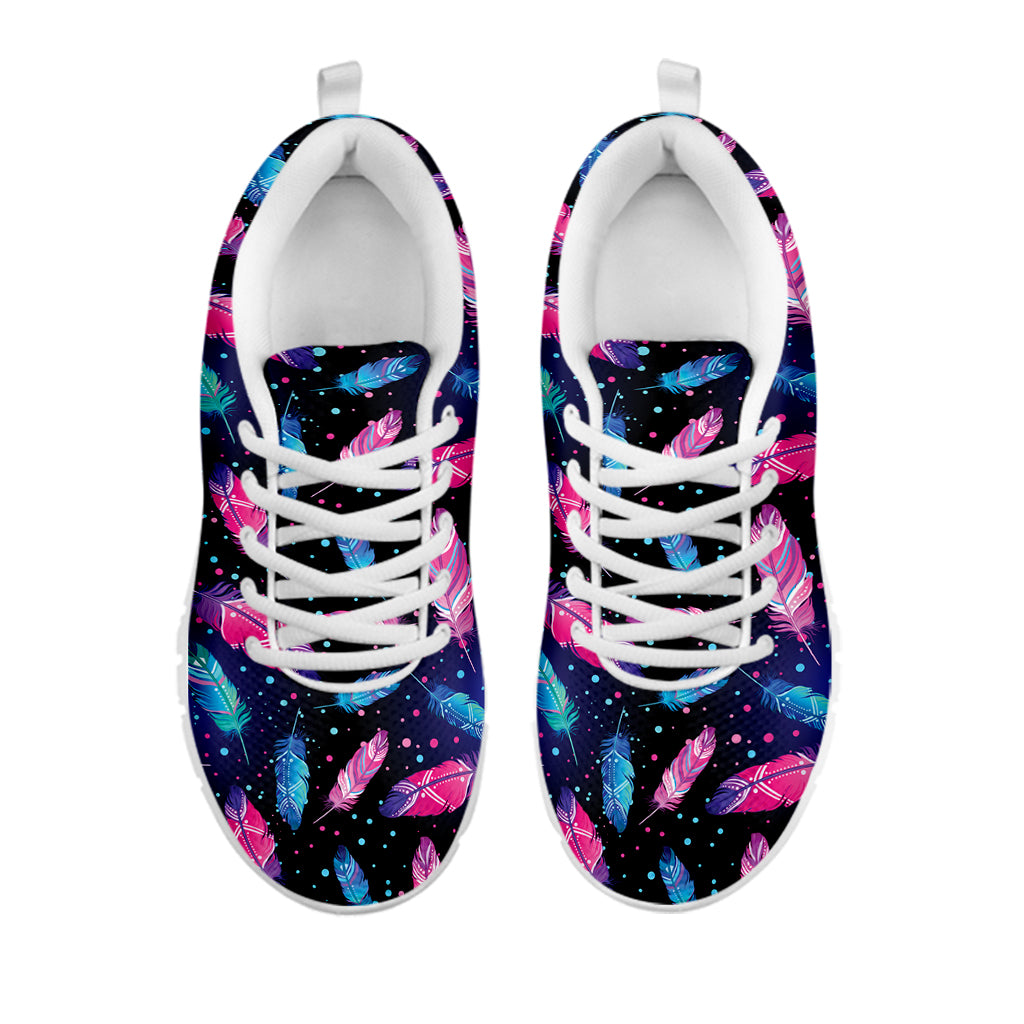 Native Feather Pattern Print White Sneakers
