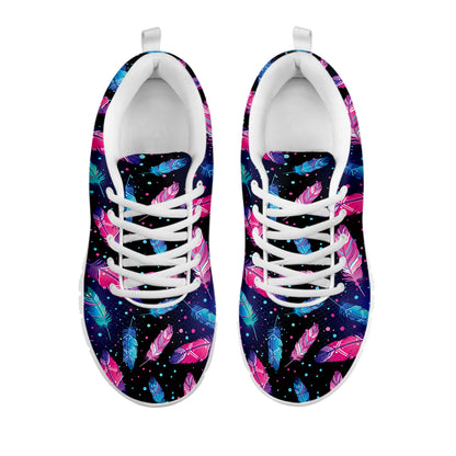 Native Feather Pattern Print White Sneakers