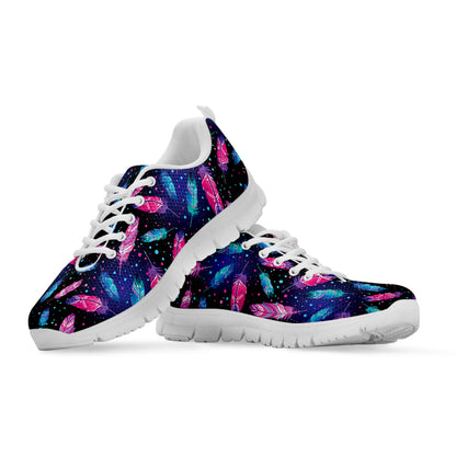 Native Feather Pattern Print White Sneakers