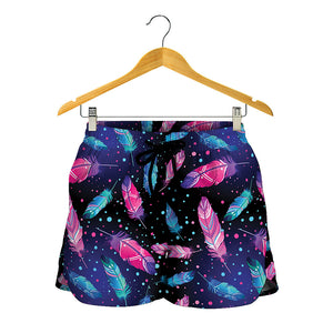 Native Feather Pattern Print Women's Shorts