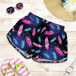 Native Feather Pattern Print Women's Shorts