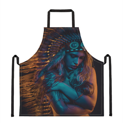 Native Indian Girl Portrait Print Apron