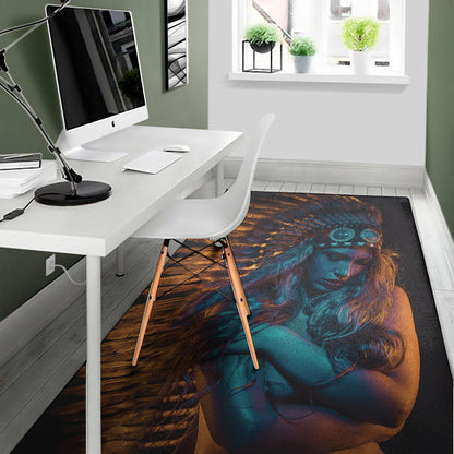 Native Indian Girl Portrait Print Area Rug