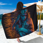 Native Indian Girl Portrait Print Beach Sarong Wrap