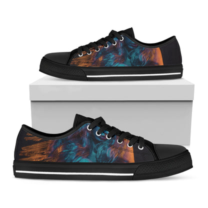 Native Indian Girl Portrait Print Black Low Top Shoes