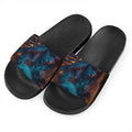 Native Indian Girl Portrait Print Black Slide Sandals