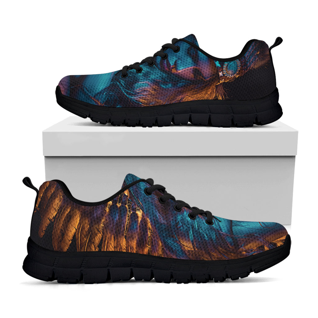 Native Indian Girl Portrait Print Black Sneakers