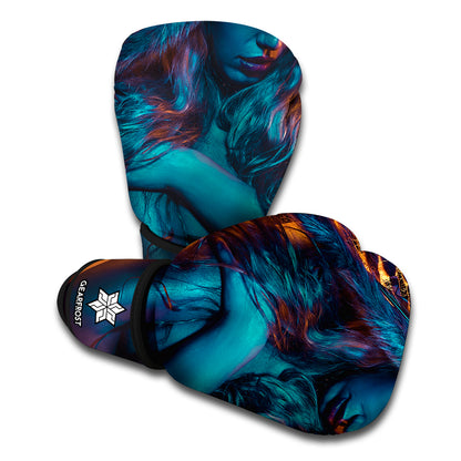 Native Indian Girl Portrait Print Boxing Gloves