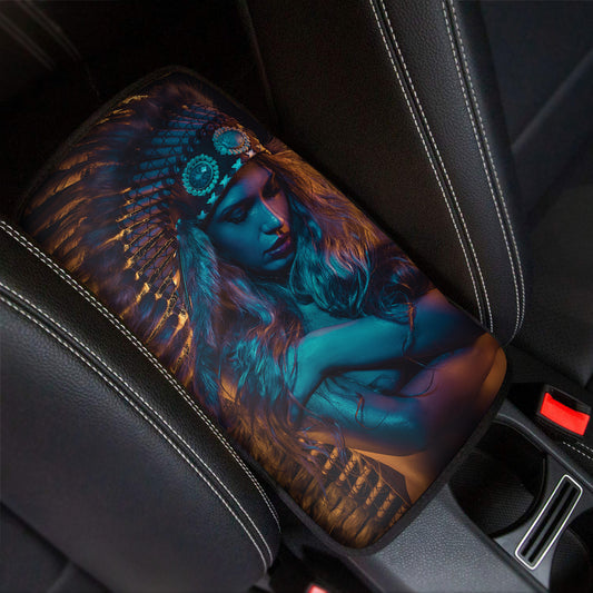 Native Indian Girl Portrait Print Car Center Console Cover