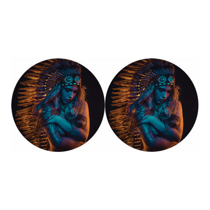 Native Indian Girl Portrait Print Car Coasters