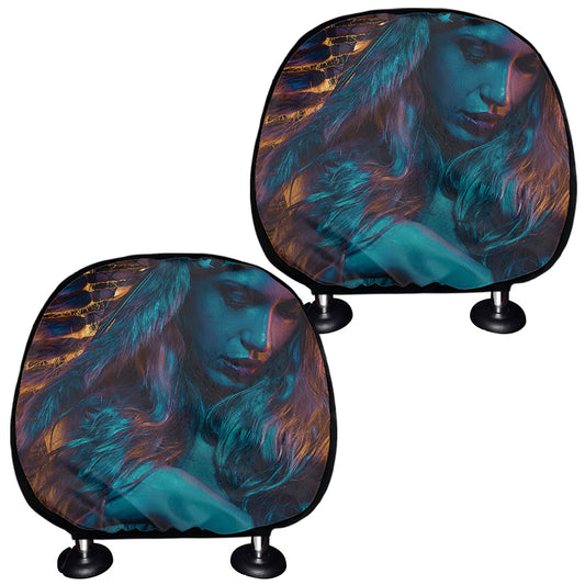 Native Indian Girl Portrait Print Car Headrest Covers