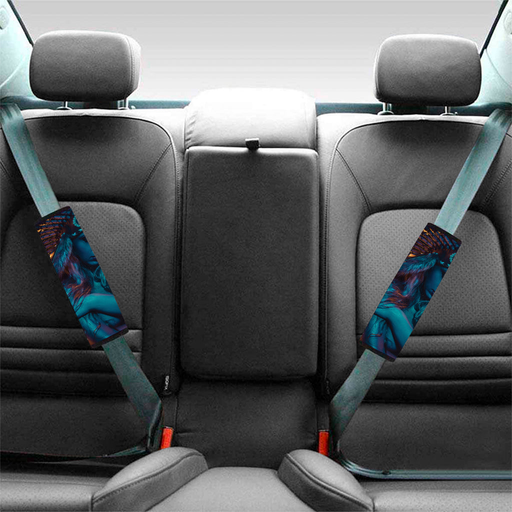Native Indian Girl Portrait Print Car Seat Belt Covers