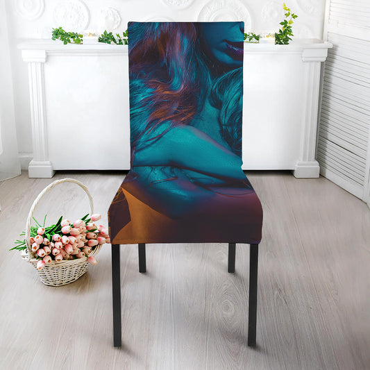 Native Indian Girl Portrait Print Dining Chair Slipcover
