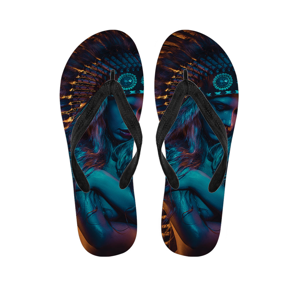 Native Indian Girl Portrait Print Flip Flops