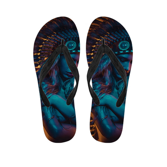 Native Indian Girl Portrait Print Flip Flops