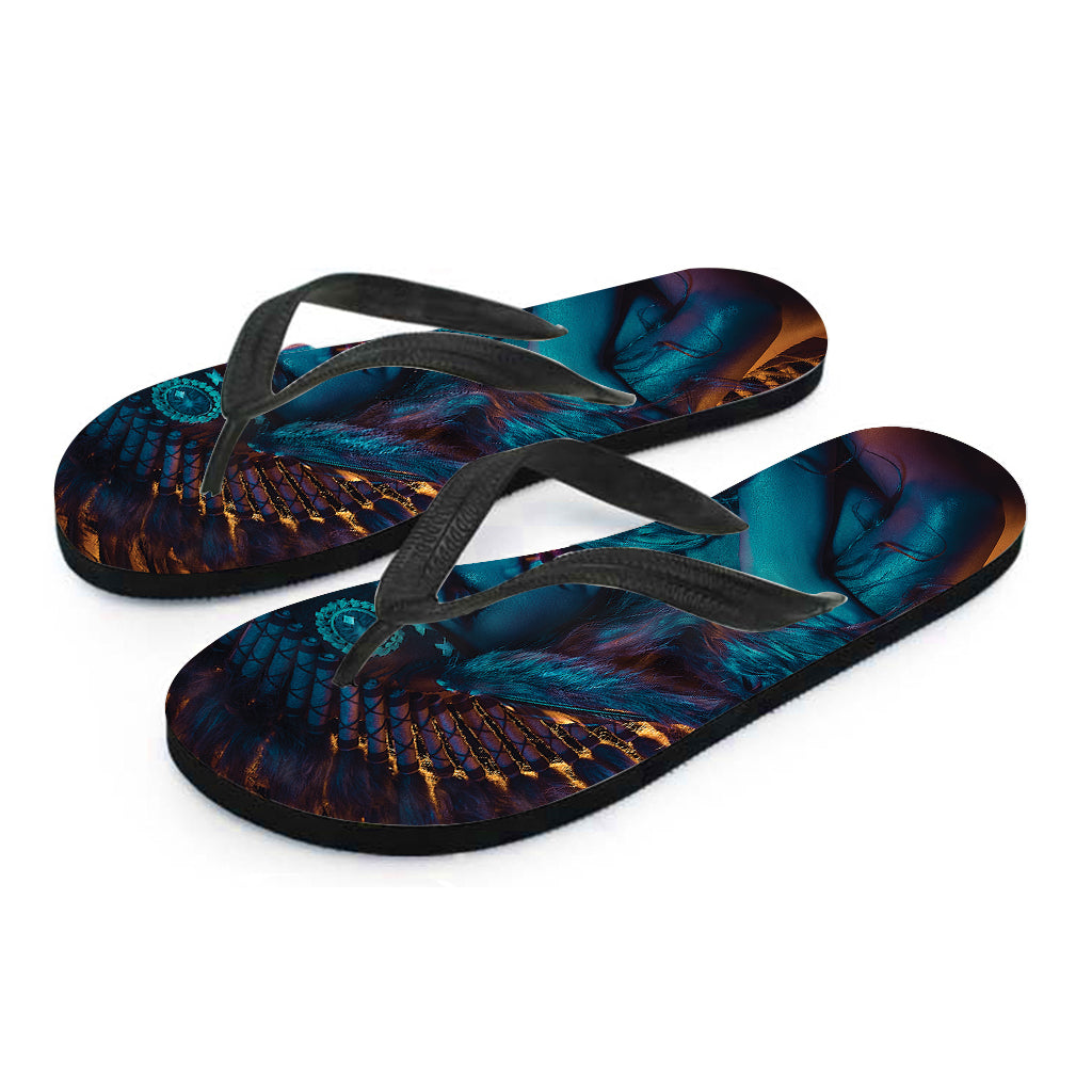 Native Indian Girl Portrait Print Flip Flops