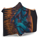 Native Indian Girl Portrait Print Hooded Blanket