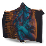 Native Indian Girl Portrait Print Hooded Blanket