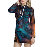 Native Indian Girl Portrait Print Hoodie Dress