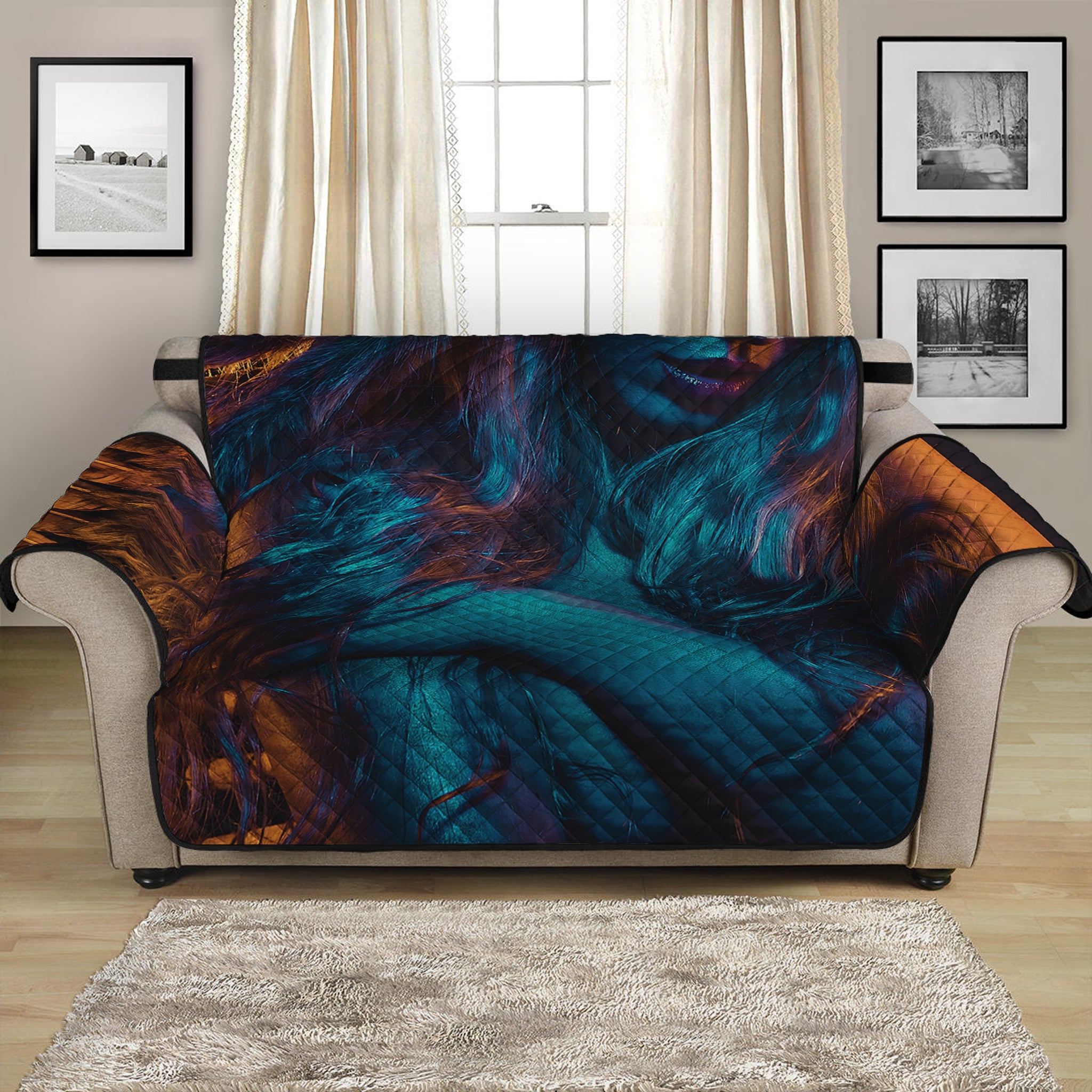 Native Indian Girl Portrait Print Loveseat Protector