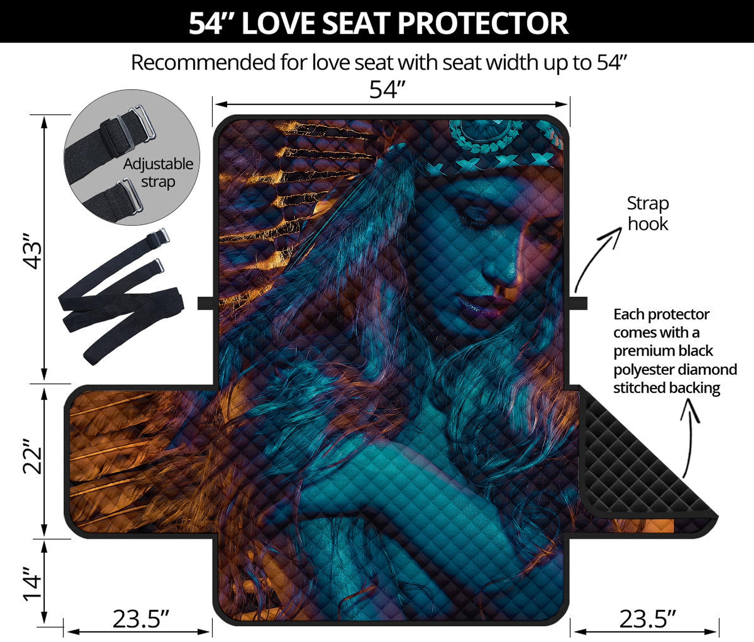 Native Indian Girl Portrait Print Loveseat Protector