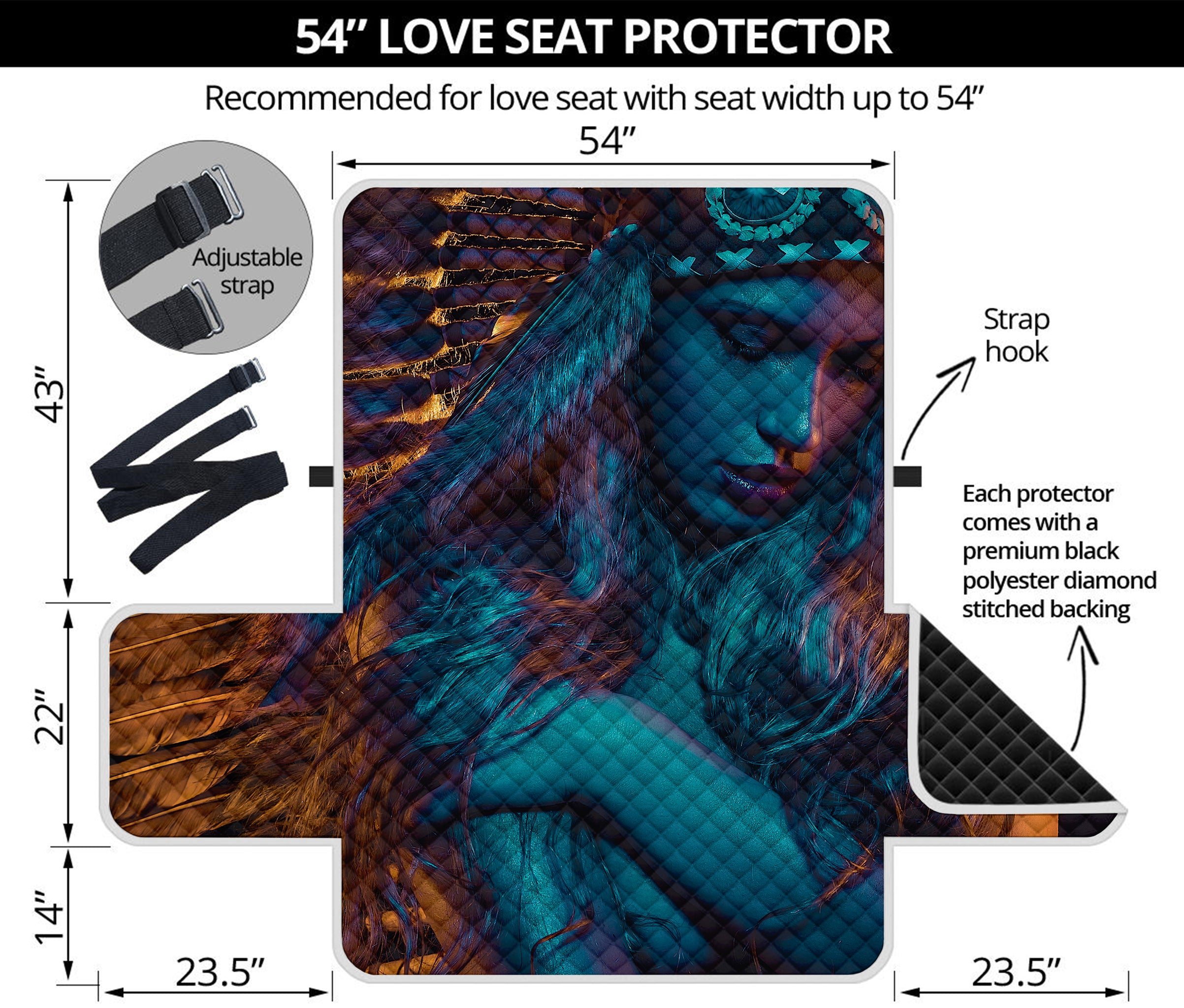 Native Indian Girl Portrait Print Loveseat Protector