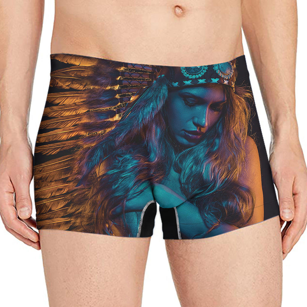 Native Indian Girl Portrait Print Men's Boxer Briefs