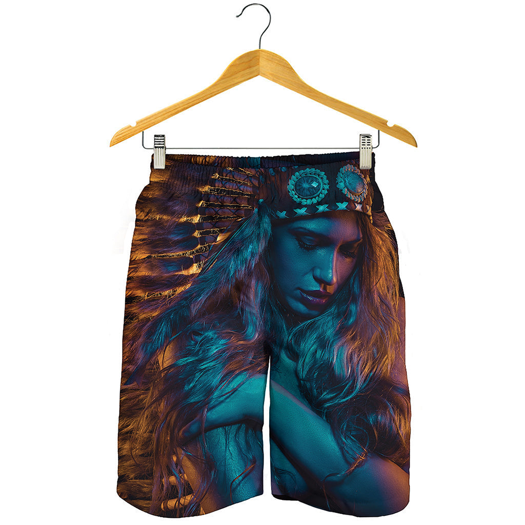 Native Indian Girl Portrait Print Men's Shorts