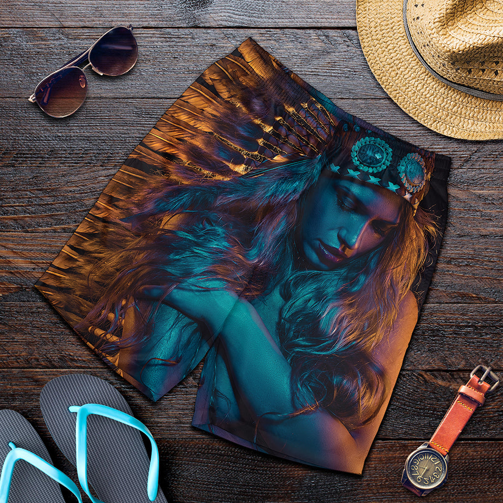 Native Indian Girl Portrait Print Men's Shorts