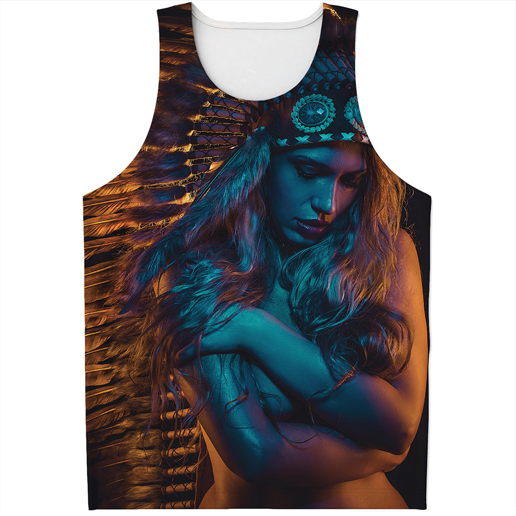 Native Indian Girl Portrait Print Men's Tank Top