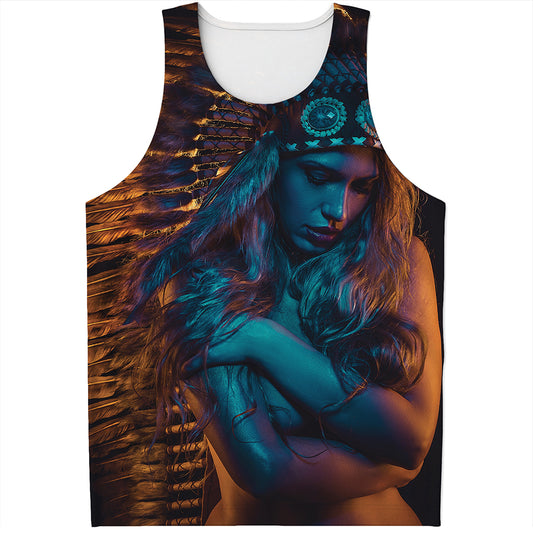 Native Indian Girl Portrait Print Men's Tank Top