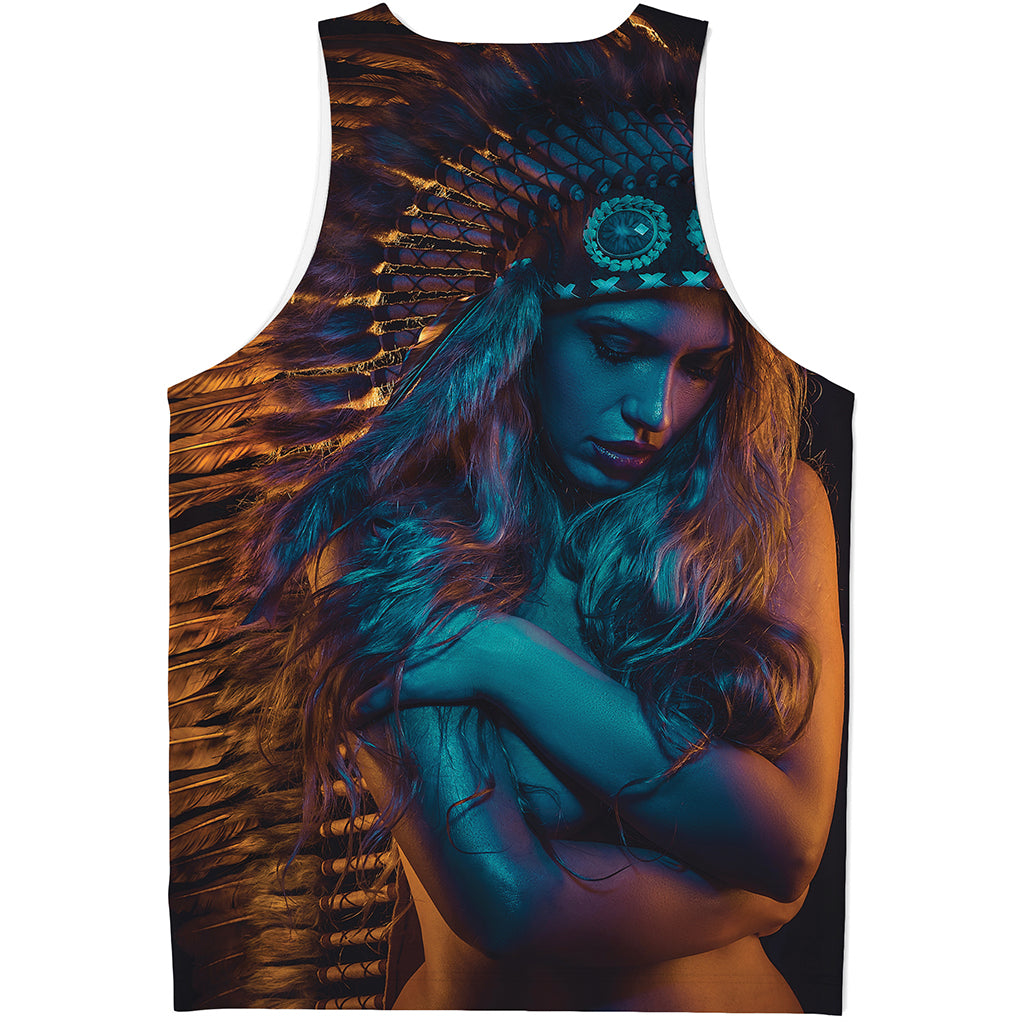 Native Indian Girl Portrait Print Men's Tank Top