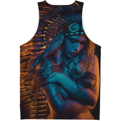 Native Indian Girl Portrait Print Men's Tank Top