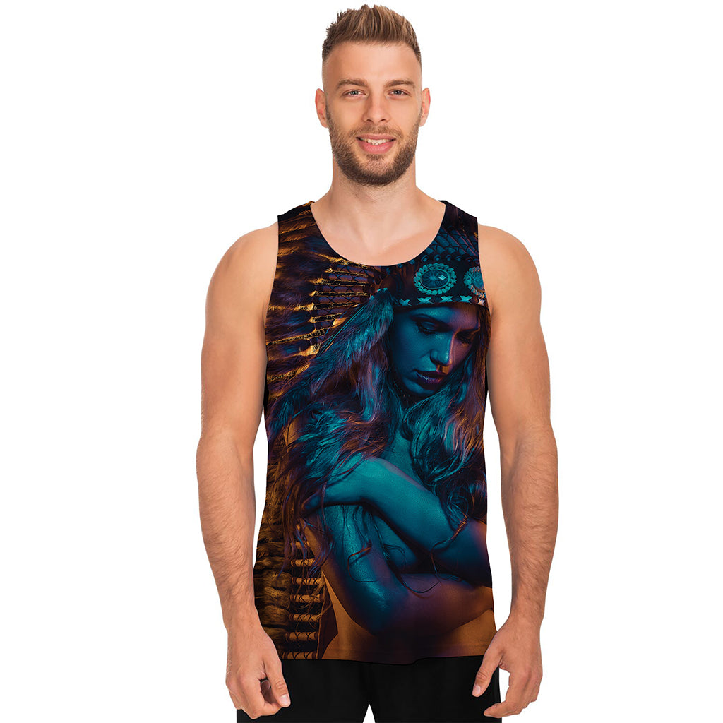 Native Indian Girl Portrait Print Men's Tank Top