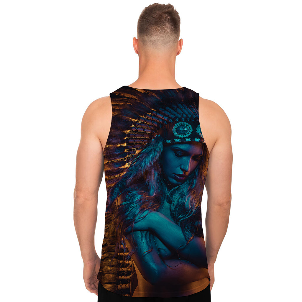 Native Indian Girl Portrait Print Men's Tank Top