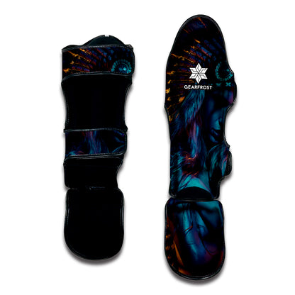 Native Indian Girl Portrait Print Muay Thai Shin Guard