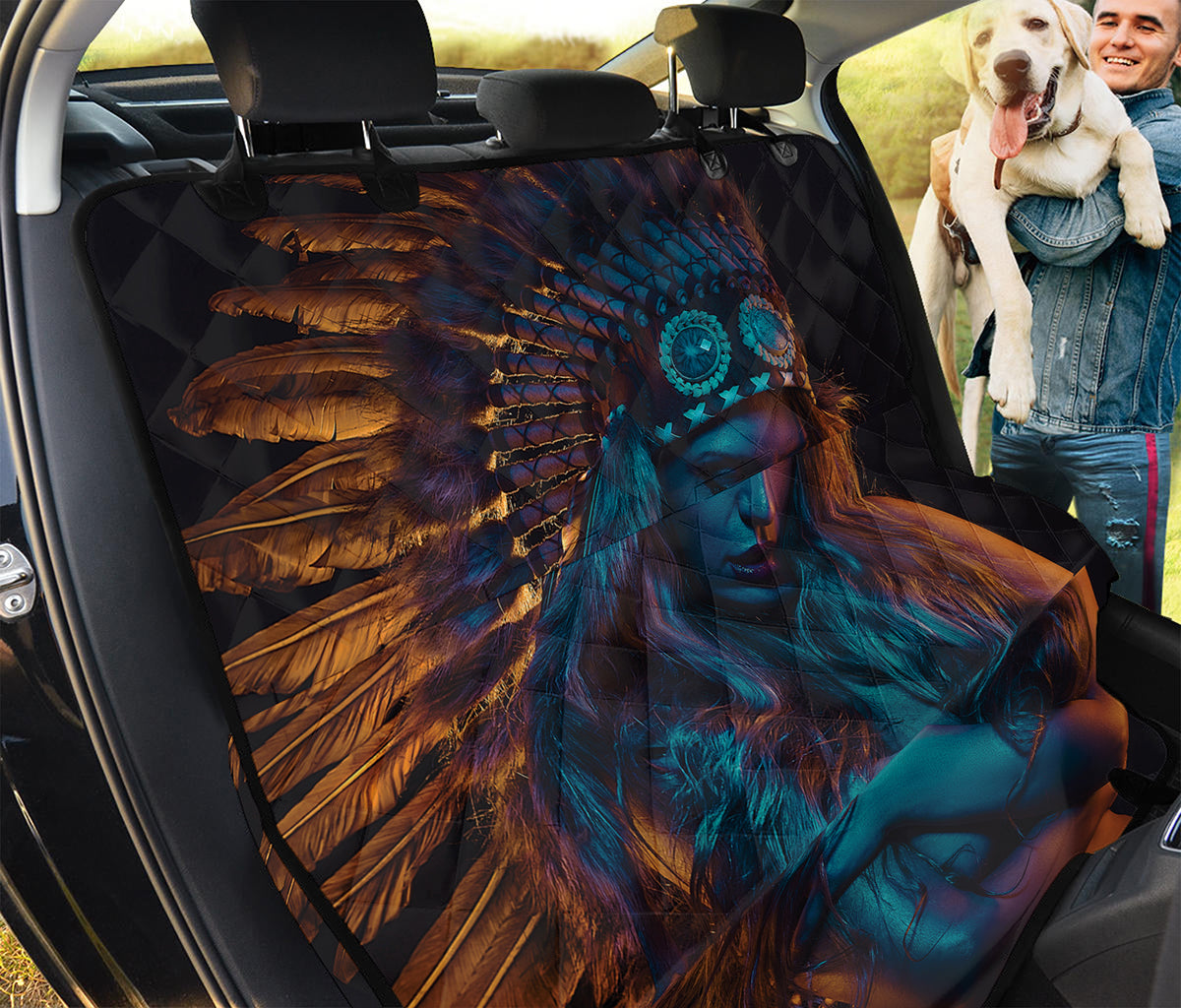 Native Indian Girl Portrait Print Pet Car Back Seat Cover