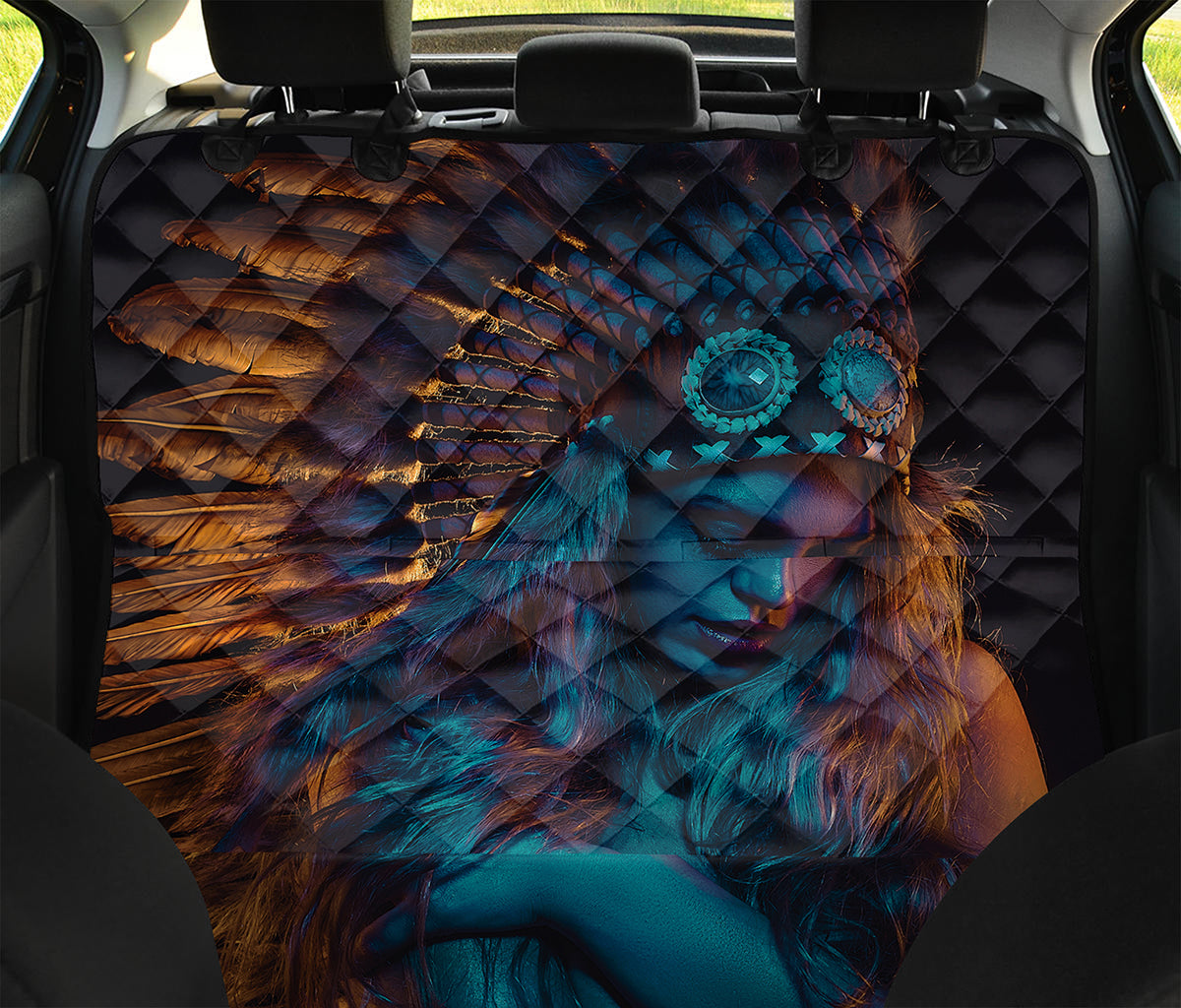 Native Indian Girl Portrait Print Pet Car Back Seat Cover