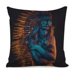 Native Indian Girl Portrait Print Pillow Cover