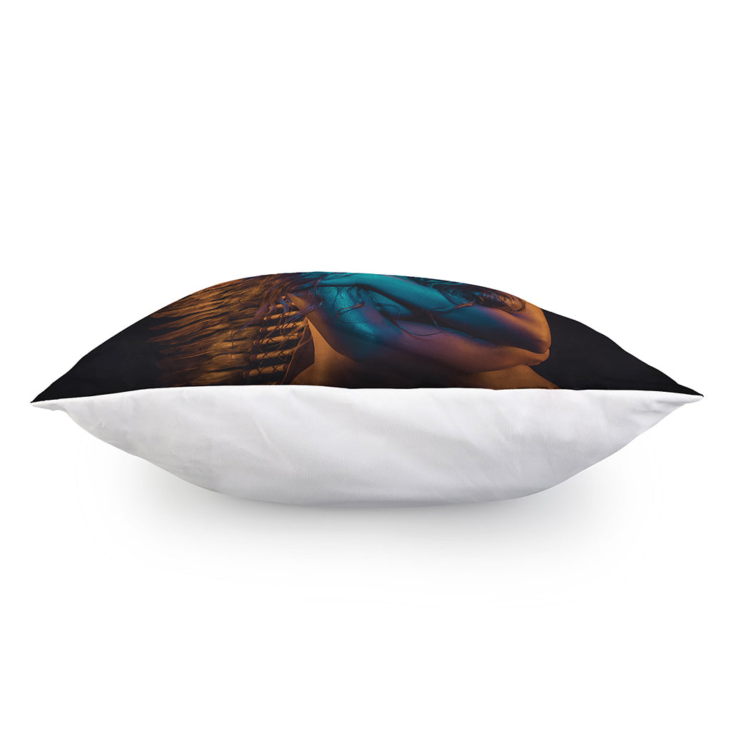 Native Indian Girl Portrait Print Pillow Cover