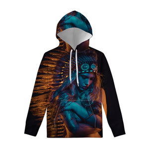 Native Indian Girl Portrait Print Pullover Hoodie