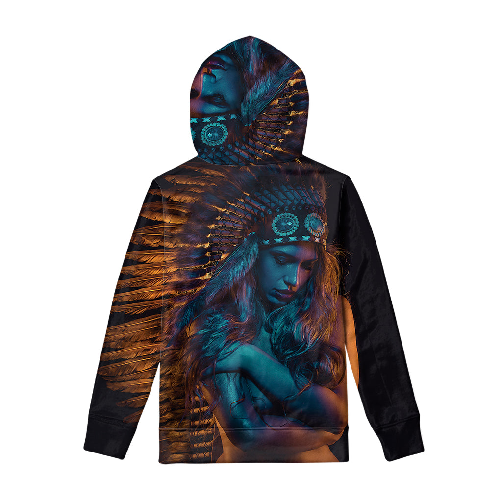 Native Indian Girl Portrait Print Pullover Hoodie
