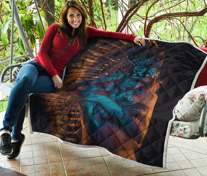 Native Indian Girl Portrait Print Quilt