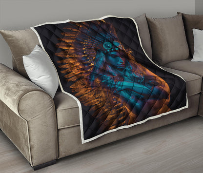 Native Indian Girl Portrait Print Quilt
