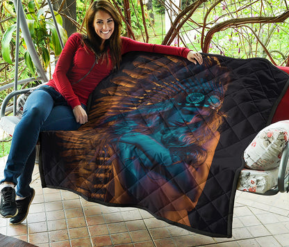 Native Indian Girl Portrait Print Quilt