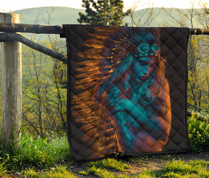 Native Indian Girl Portrait Print Quilt