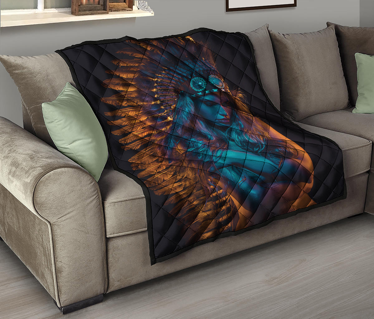 Native Indian Girl Portrait Print Quilt
