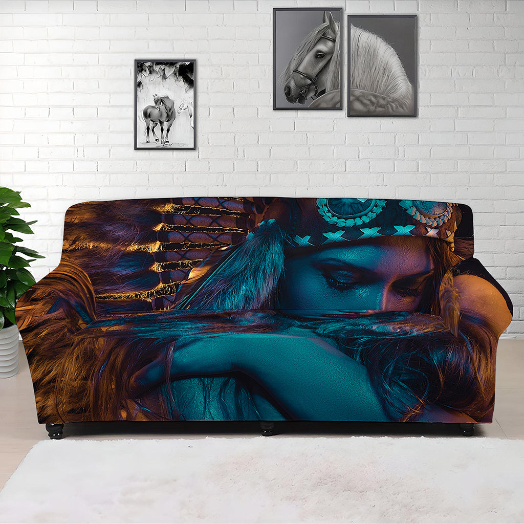 Native Indian Girl Portrait Print Sofa Cover